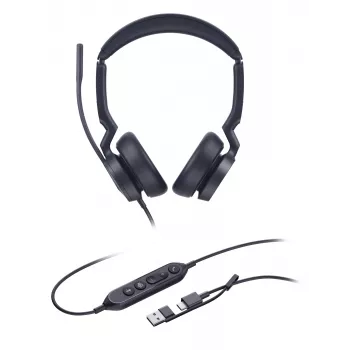 Yealink UH46 Dual Teams auricular USB-C/A, con cable, 20 - 20000 Hz, oficina/call center, 166 g, auricular, negro