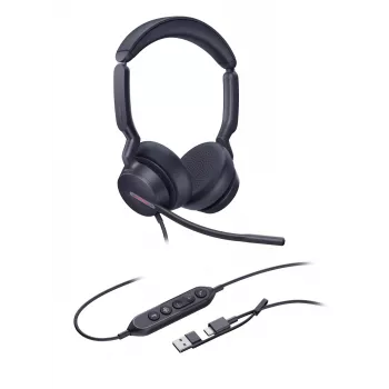 Yealink UH46 Dual Teams auricular USB-C/A, con cable, 20 - 20000 Hz, oficina/call center, 166 g, auricular, negro