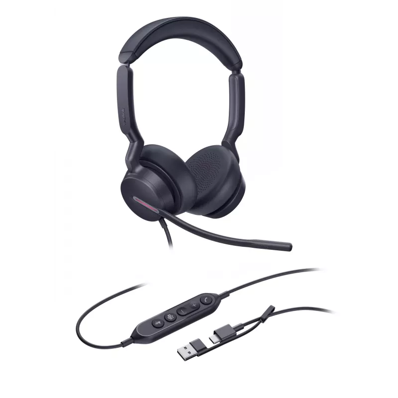 Yealink UH46 Dual Teams auricular USB-C/A, con cable, 20 - 20000 Hz, oficina/call center, 166 g, auricular, negro