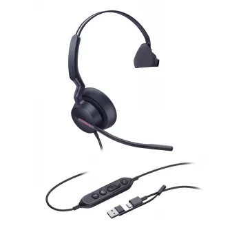 Yealink UH46 Mono Teams auricular USB-C/A, con cable, 20 - 20000 Hz, oficina/call center, 127 g, auricular, negro