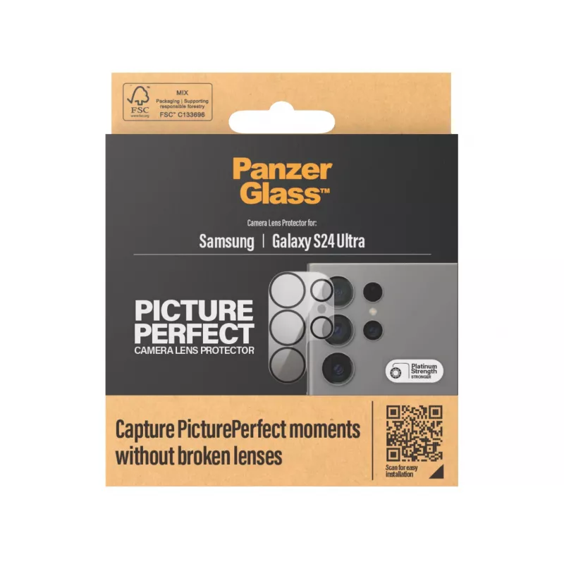 Protector de lente de cámara PanzerGlass Samsung Galaxy S24 Ultra resistente a arañazos y golpes