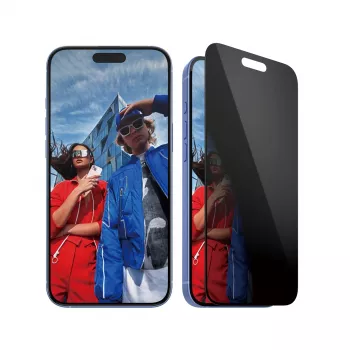 PanzerGlass® protector de pantalla con privacidad iPhone 16 Plus | 15 Plus | Ultra-Wide Fit con EasyAligner