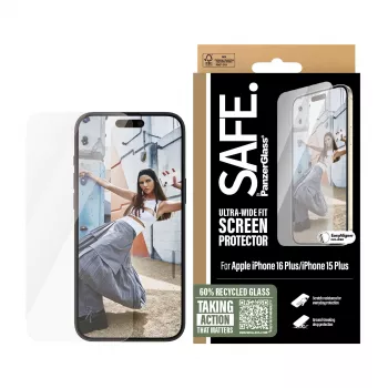 PanzerGlass SAFE. by ® lámina protectora de pantalla iPhone 16 Plus | 15 Plus | Ultra-Wide Fit