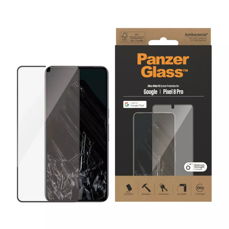 PanzerGlass® protector de pantalla Google Pixel 8 Pro | Ultra-Wide Fit