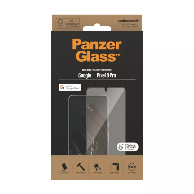 PanzerGlass® protector de pantalla Google Pixel 8 Pro | Ultra-Wide Fit