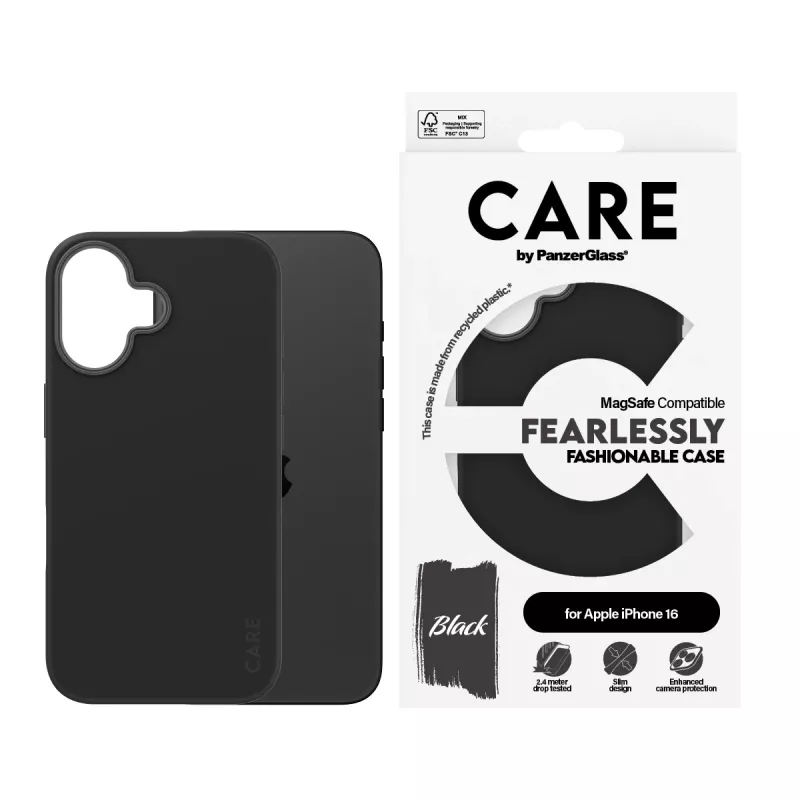 PanzerGlass CARE™ by ® funda negra con MagSafe iPhone 16