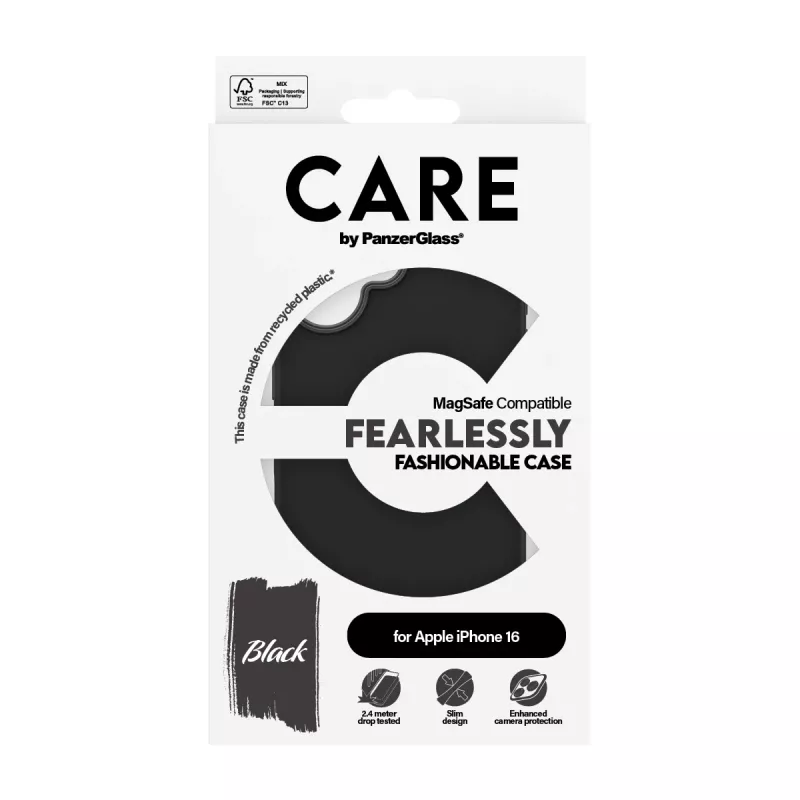 PanzerGlass CARE™ by ® funda negra con MagSafe iPhone 16