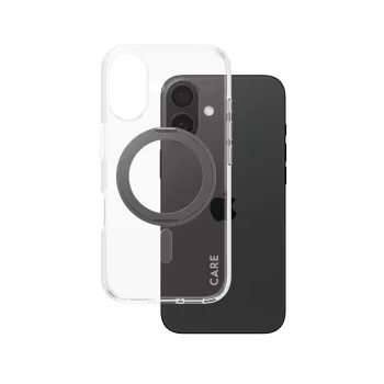 PanzerGlass CARE™ by ® funda transparente con soporte negro y MagSafe iPhone 16