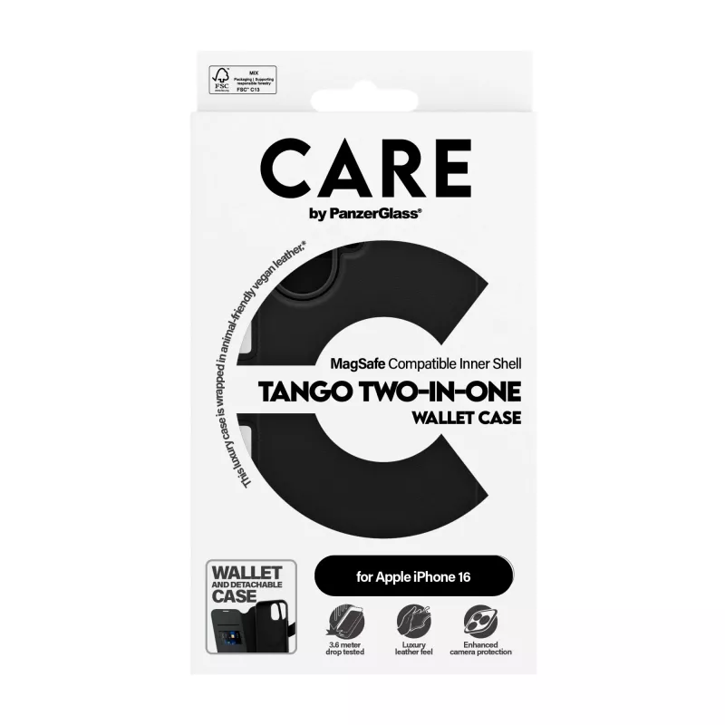 PanzerGlass CARE™ by ® Tango funda cartera 2 en 1 con MagSafe iPhone 16