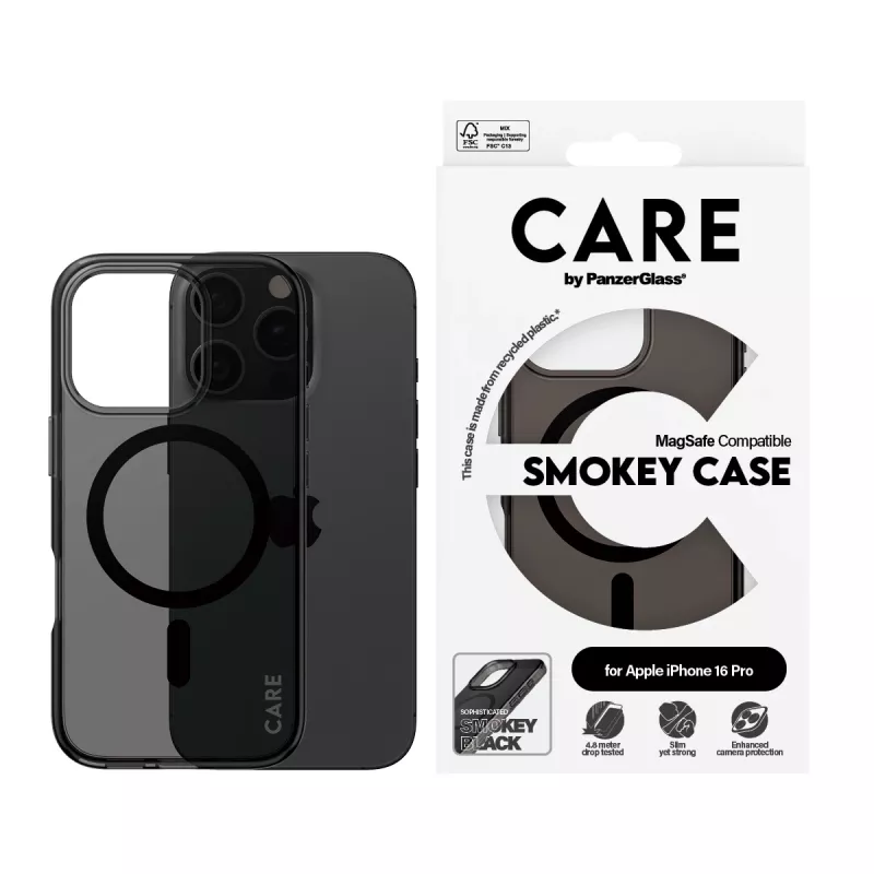 Funda PanzerGlass CARE by Flagship Case Urban Combat Smokey con negra MagSafe iPhone '24 6.3 inch Pro