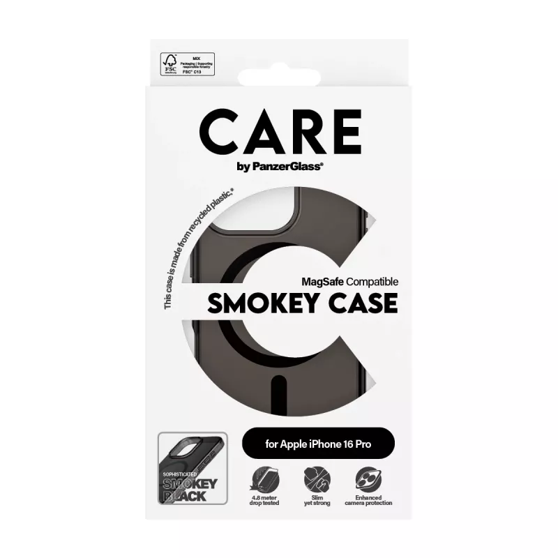 Funda PanzerGlass CARE by Flagship Case Urban Combat Smokey con negra MagSafe iPhone '24 6.3 inch Pro