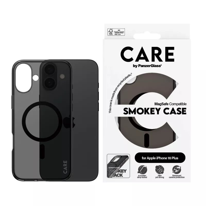 PanzerGlass CARE™ by ® Urban Combat funda Smokey con MagSafe negro iPhone 16 Plus