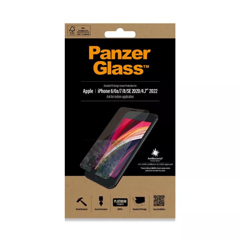 PanzerGlass ® protector de pantalla iPhone 8 | 7 | 6s | 6 | SE (2020/2022) | Standard Fit