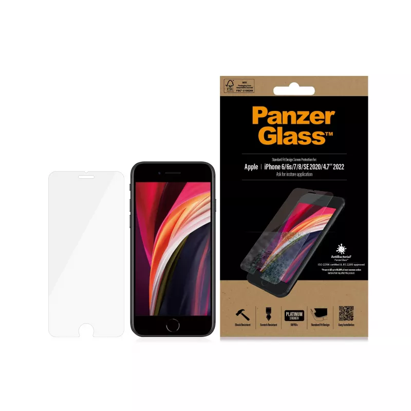 PanzerGlass ® protector de pantalla iPhone 8 | 7 | 6s | 6 | SE (2020/2022) | Standard Fit
