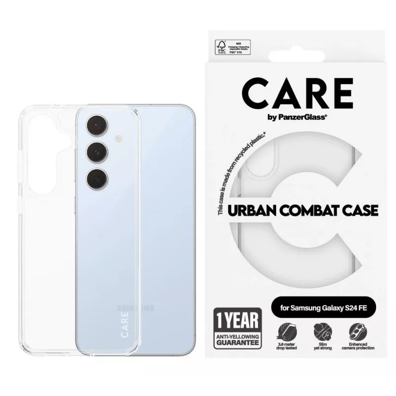 PanzerGlass CARE Flagship Urban Combat funda para Samsung Galaxy S24 FE, transparente, 1466
