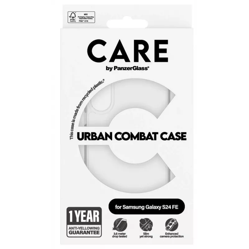 PanzerGlass CARE Flagship Urban Combat funda para Samsung Galaxy S24 FE, transparente, 1466