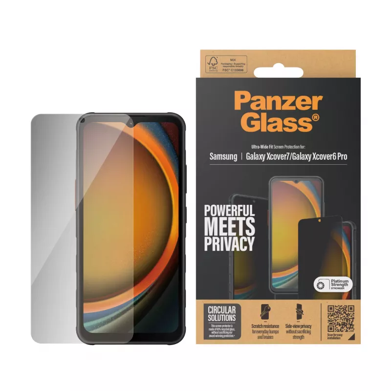 PanzerGlass ® protector de pantalla con privacidad Samsung Galaxy Xcover7 Pro | Xcover7 | Xcover6 Pro | Ultra-Wide Fit