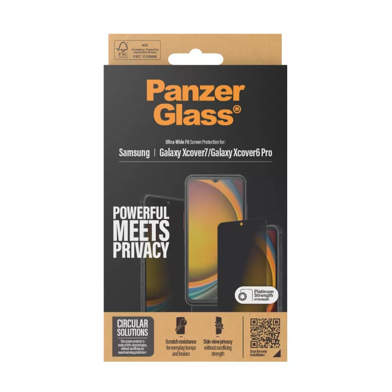 PanzerGlass ® protector de pantalla con privacidad Samsung Galaxy Xcover7 Pro | Xcover7 | Xcover6 Pro | Ultra-Wide Fit