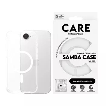 PanzerGlass CARE™ by ® Samba funda transparente con blanco compatible con Qi iPhone 17e | 16e