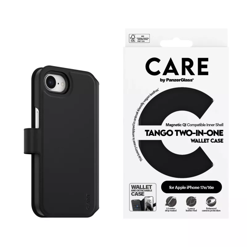 PanzerGlass CARE™ by ® Tango funda cartera 2 en 1 con Qi iPhone 17e | 16e
