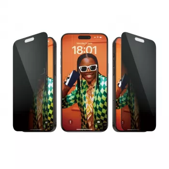 PanzerGlass ® protector de pantalla con privacidad iPhone 15 Pro Max | Ultra-Wide Fit con EasyAligner