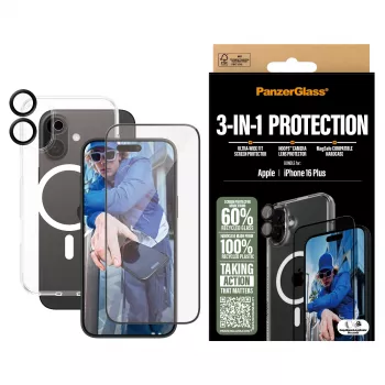 PanzerGlass ® pack de protección 3 en 1 iPhone 16 Plus