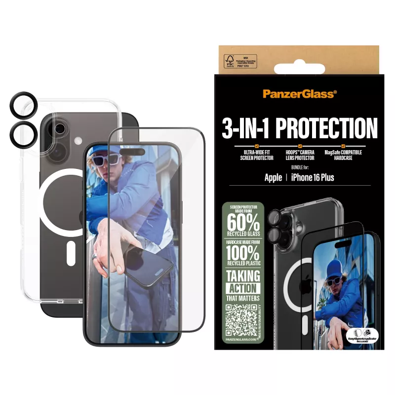 PanzerGlass ® pack de protección 3 en 1 iPhone 16 Plus