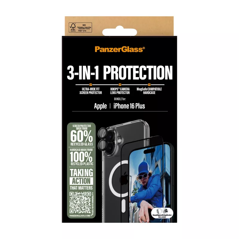 PanzerGlass ® pack de protección 3 en 1 iPhone 16 Plus