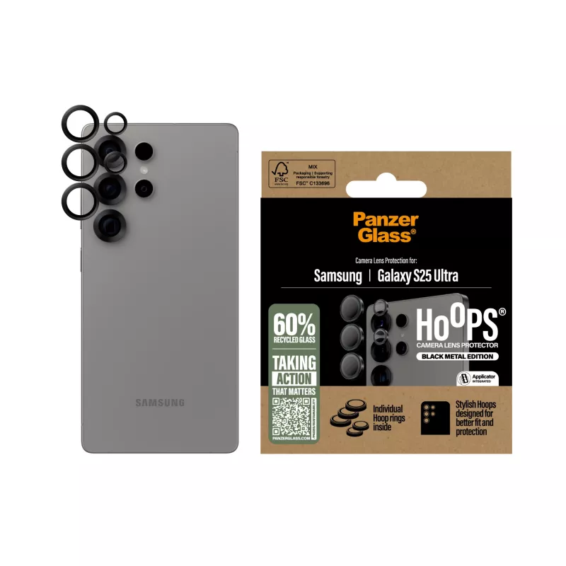 PanzerGlass ® Hoops® protector de lente de cámara negro Samsung Galaxy S25 Ultra