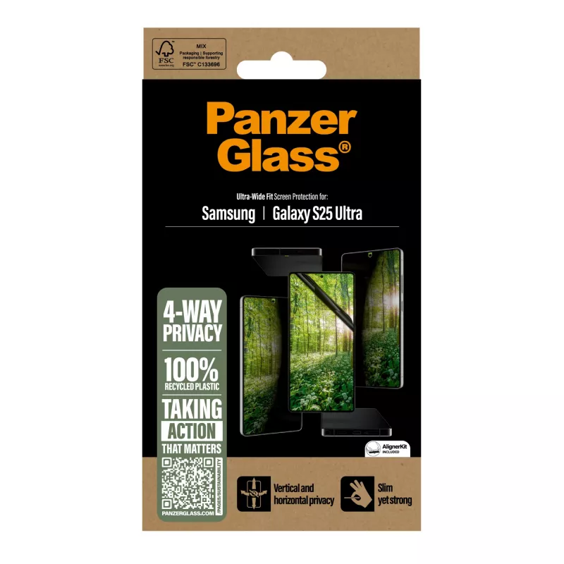 PanzerGlass ® ECO MATRIX lámina protectora de pantalla con privacidad 4 vías Samsung Galaxy S25 Ultra | Ultra-Wide Fit