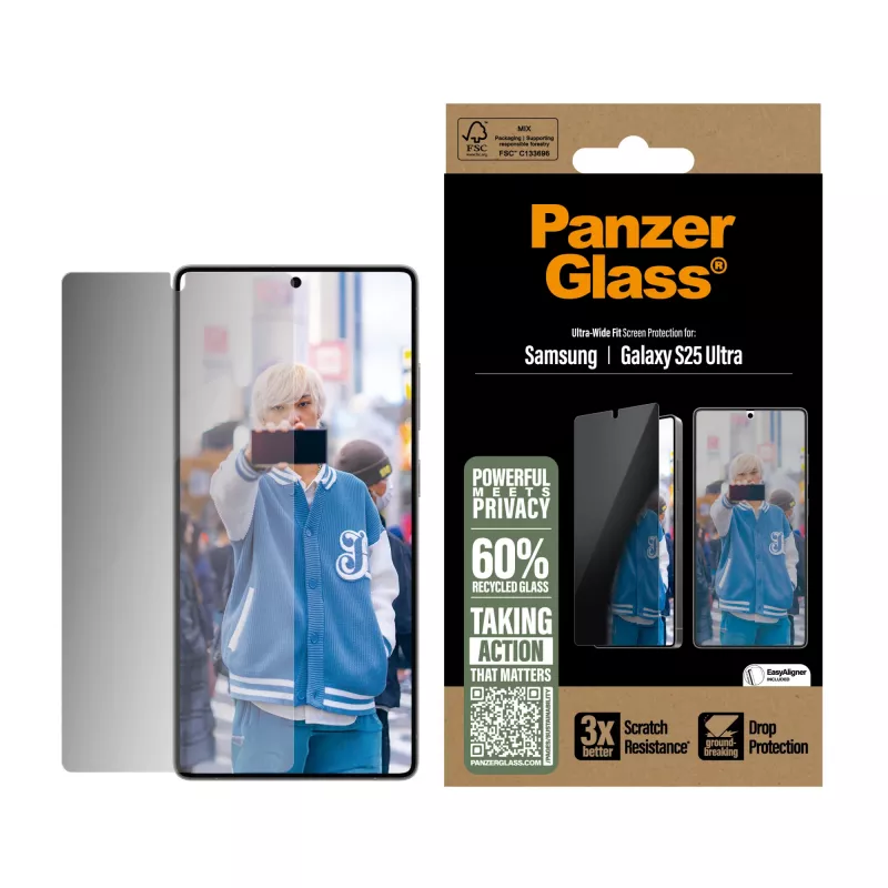 PanzerGlass ® protector de pantalla con privacidad Samsung Galaxy S25 Ultra | Ultra-Wide Fit