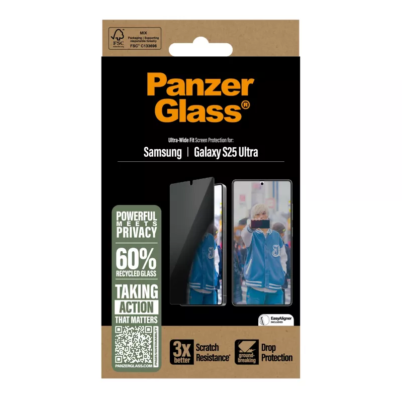 PanzerGlass ® protector de pantalla con privacidad Samsung Galaxy S25 Ultra | Ultra-Wide Fit