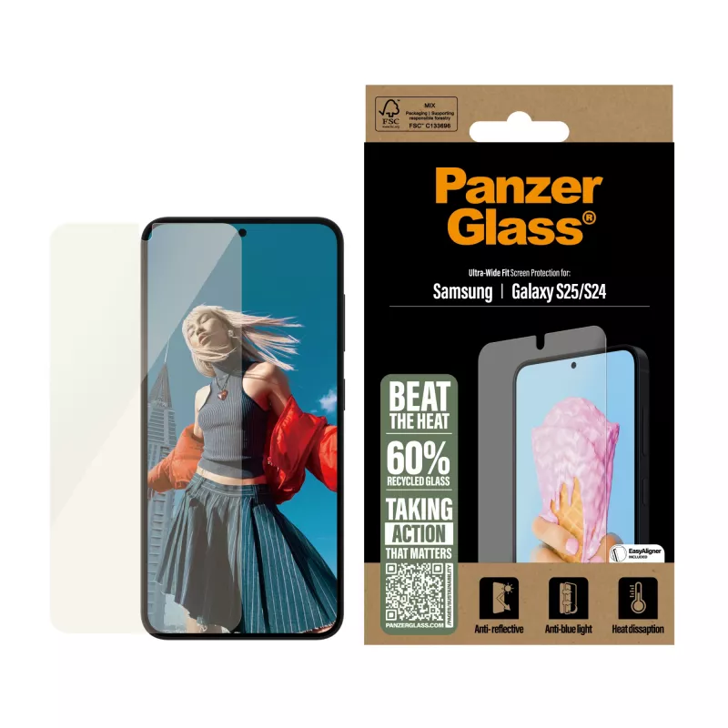 PanzerGlass ® protector de pantalla All-in-One Samsung Galaxy S25 | S24 | Ultra Wide Fit
