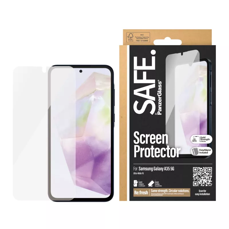 PanzerGlass SAFE. by ® protector de pantalla Samsung Galaxy A35 5G | Ultra-Wide Fit con EasyAligner