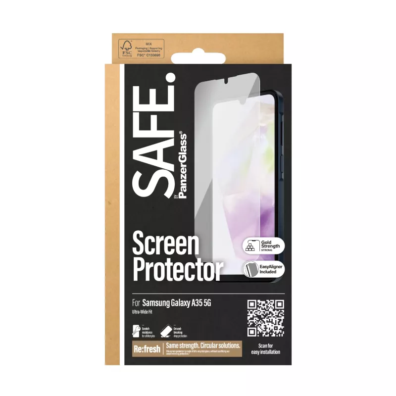 PanzerGlass SAFE. by ® protector de pantalla Samsung Galaxy A35 5G | Ultra-Wide Fit con EasyAligner