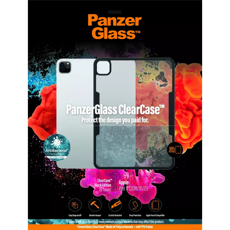 PanzerGlass ® ClearCase™ iPad Pro 11″ (2018, 2020-2022), funda, Apple, Apple - iPad Pro 11″, 27,9 cm (11 pulgadas), negro