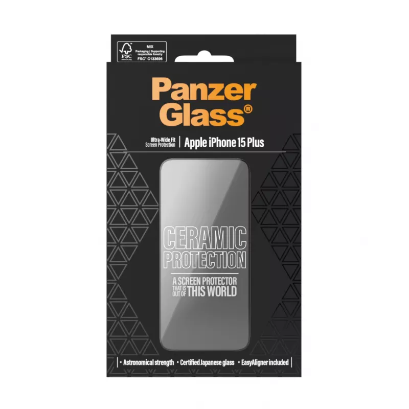 PanzerGlass ® Ceramic Protection para iPhone 15 Plus | Ultra-Wide Fit con EasyAligner