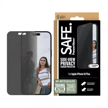 PanzerGlass SAFE. by ® protector de pantalla con privacidad iPhone 16 Plus | 15 Plus | Ultra-Wide Fit