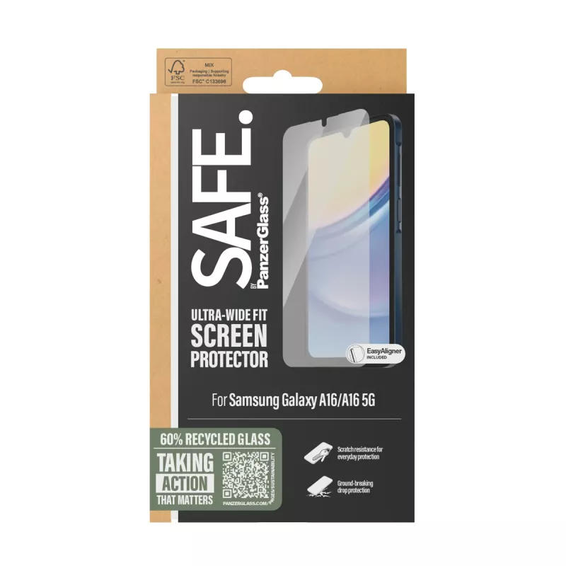 PanzerGlass SAFE. by ® protector de pantalla Samsung Galaxy A16 | A16 5G | Ultra-Wide Fit