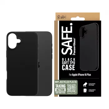 PanzerGlass SAFE. by ® funda TPU negro iPhone 16 Plus