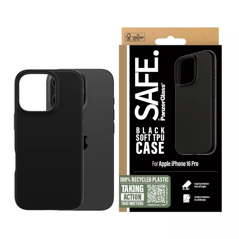 PanzerGlass SAFE. by ® funda TPU negro iPhone 16 Pro, funda, Apple, Apple - iPhone 16 Pro, negro