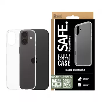 PanzerGlass SAFE. by ® funda TPU transparente iPhone 16 Plus, funda, Apple, Apple - iPhone 16 Plus, transparente