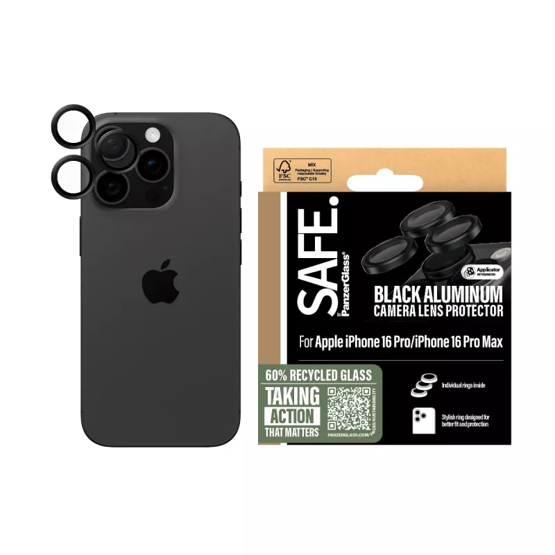 PanzerGlass SAFE. by ® protector de objetivo de cámara negro iPhone iPhone 16 Pro | 16 Pro Max