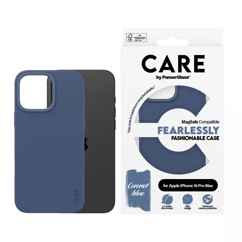 PanzerGlass CARE Fashionable funda para iPhone 16 Pro Max de 6,9 pulgadas, con MagSafe, azul