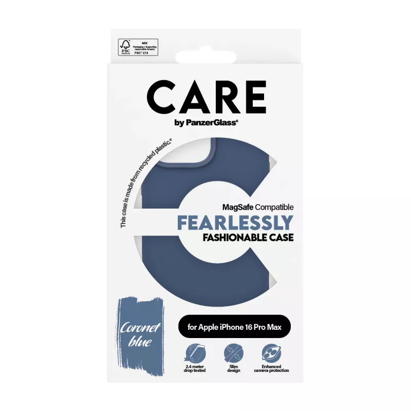 PanzerGlass CARE Fashionable funda para iPhone 16 Pro Max de 6,9 pulgadas, con MagSafe, azul