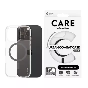 PanzerGlass CARE™ by ® Urban Combat funda transparente con MagSafe negro iPhone 16 Pro