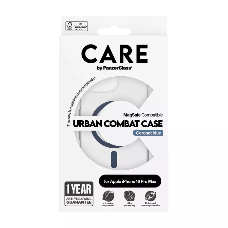 Funda PanzerGlass CARE by Flagship Transparent Urban Combat Blue MagSafe iPhone 16 Pro Max