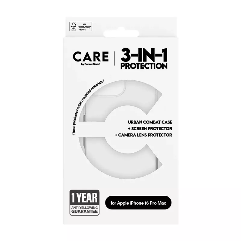 PanzerGlass ® | CARE by ® Flagship pack 3 en 1 iPhone 16 Pro Max