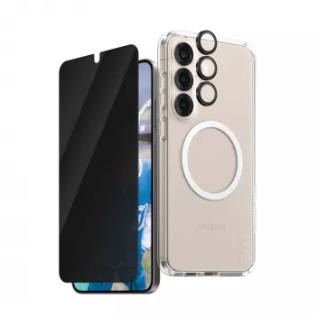 PanzerGlass ® | CARE by ® Flagship pack 3 en 1 privacidad Samsung Galaxy S25+