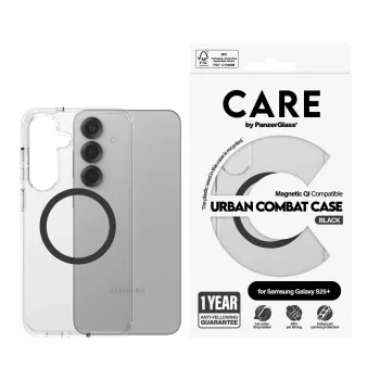 PanzerGlass CARE™ by ® Urban Combat funda transparente con negro compatible con Qi Samsung Galaxy S25+